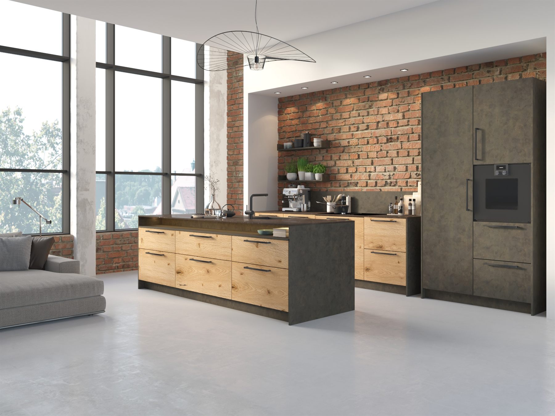 Render Schröder Küchen, legno natur