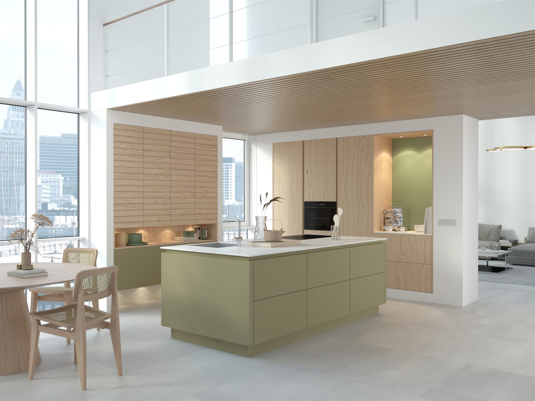 Render Schröder Küchen, luna soft olive